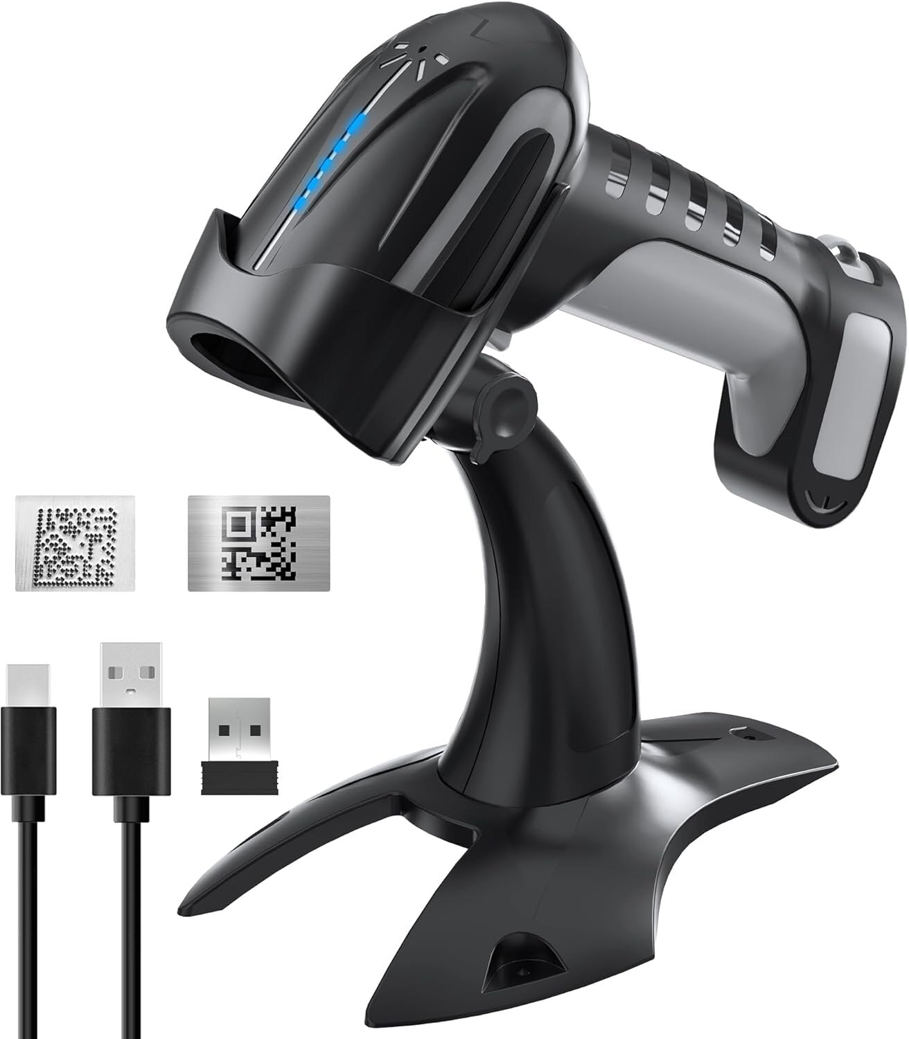 Tera 8100DPM Scanner 1D/2D DPM, Bluetooth 2.4GHz USB Wireless, inkl. Ständer – Akku – Schwarz