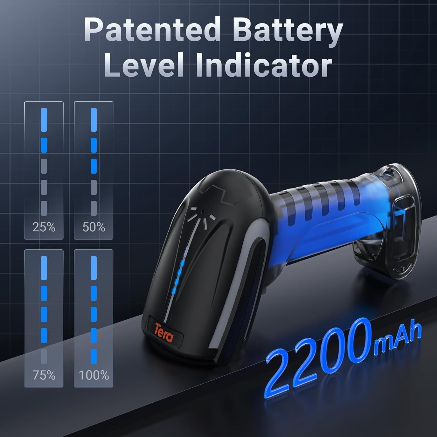 Tera 8100DPM Scanner 1D/2D DPM, Bluetooth 2.4GHz USB Wireless, inkl. Ständer – Akku – Schwarz