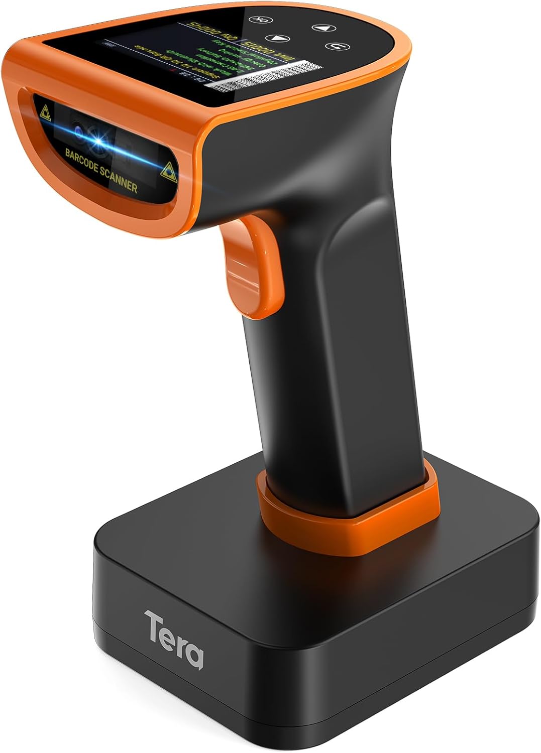 Tera HW0015 Scanner 1D/2D, Bluetooth 2.4GHz USB Wireless, inkl. Ladestation – Akku – Orange