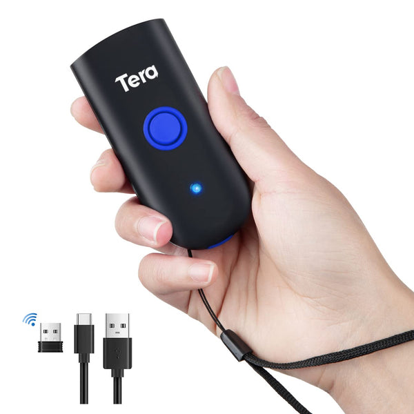 Tera Barcode-Scanner Handscanner 3-in-1 Bluetooth USB-Kabel 2,4G Wireless1D Barcode 1100L