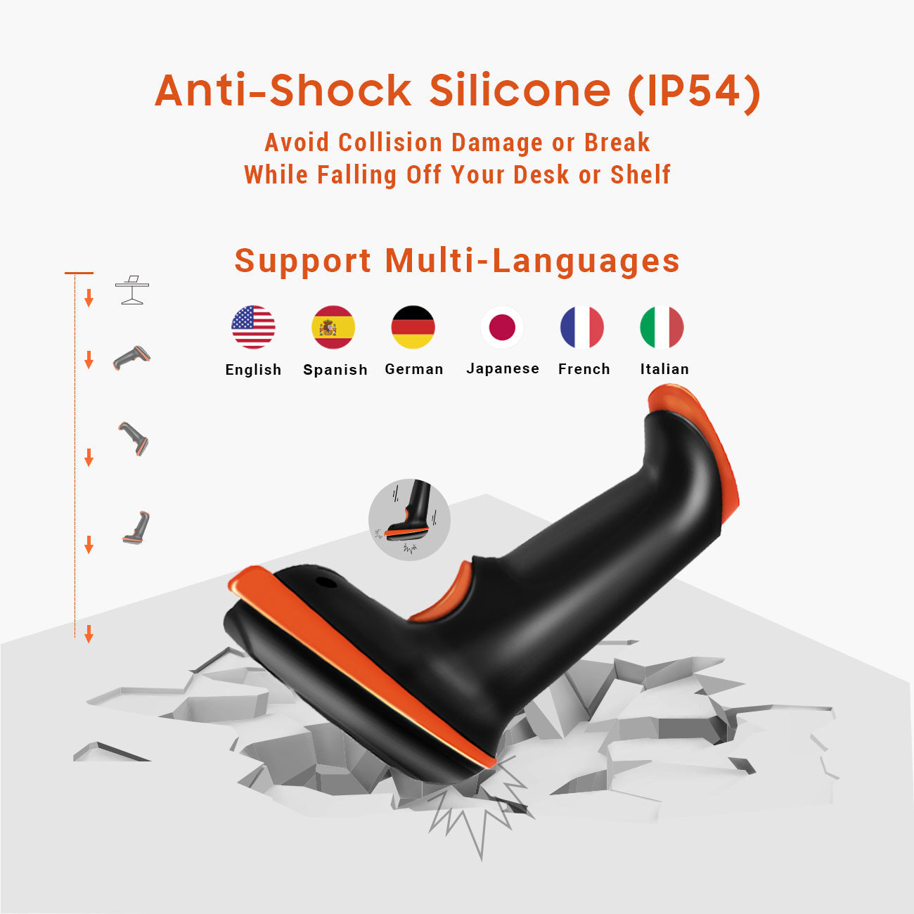 D5100 2D Wireless Barcode Scanner Schwarz (ohne Stativ) USB Kabel + USB Wireless
