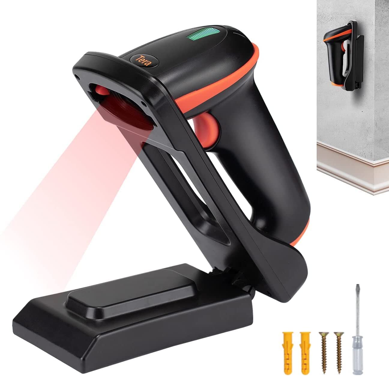 Tera Barcode Scanner 1D 2D QR Kabellos 2,4 GHz USB Handscanner, D5100-CR
