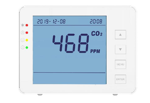 emissimo CO2 Messgerät, CO2 Monitor CO-20-EDU Desktop Kohlendioxid Detektor Alarm Funktion