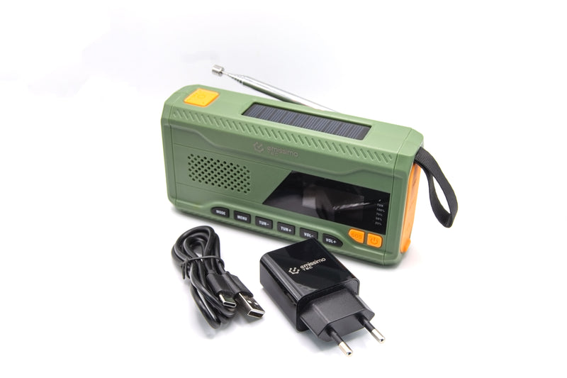 Emissimo Tec Mini ACE DAB+ Notfallradio Kurbelradio Solarradio Powerbank Taschenlampe USB-C