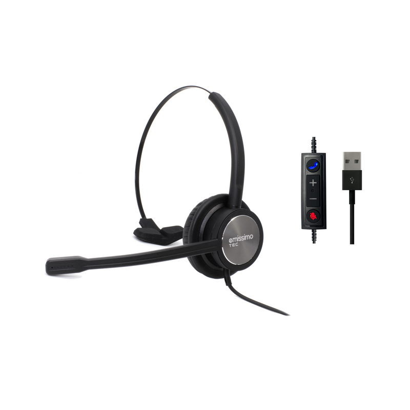Emissimo Tec LF22 Mono Headset mit intelligentem Lärmfilter-Mikrofon für störungsfreie Gespräche