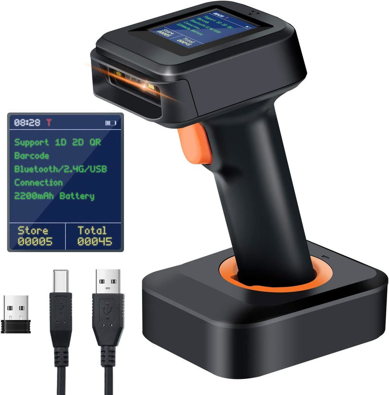 Tera 1D 2D QR Barcode-Scanner Einstellungsbildschirm Ladestation Bluetooth 2.4GHz USB HW0006Pro