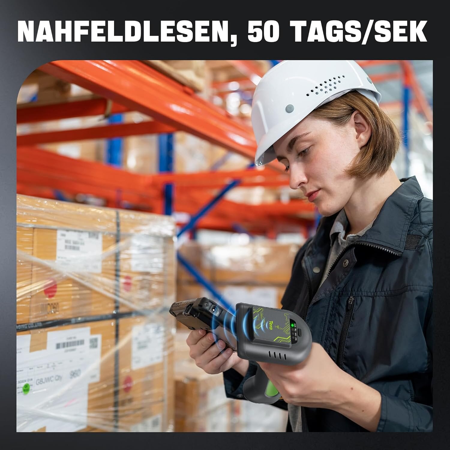 Tera HW0016 Scanner RFID/1D/2D, Bluetooth 2.4GHz USB Wireless, inkl. Ladestation – Akku – Grün