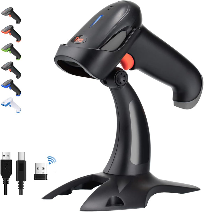 Tera Barcode Scanner 2.4 GHz/Bluetooth/USB 2000mAh Akku /Kabel/Ständer, HW0002 Grau