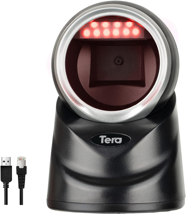 Tera Pro 2D QR Desktop Barcode Scanner Omnidirektional Scankopf USB Wired Handsfree Modell 9100