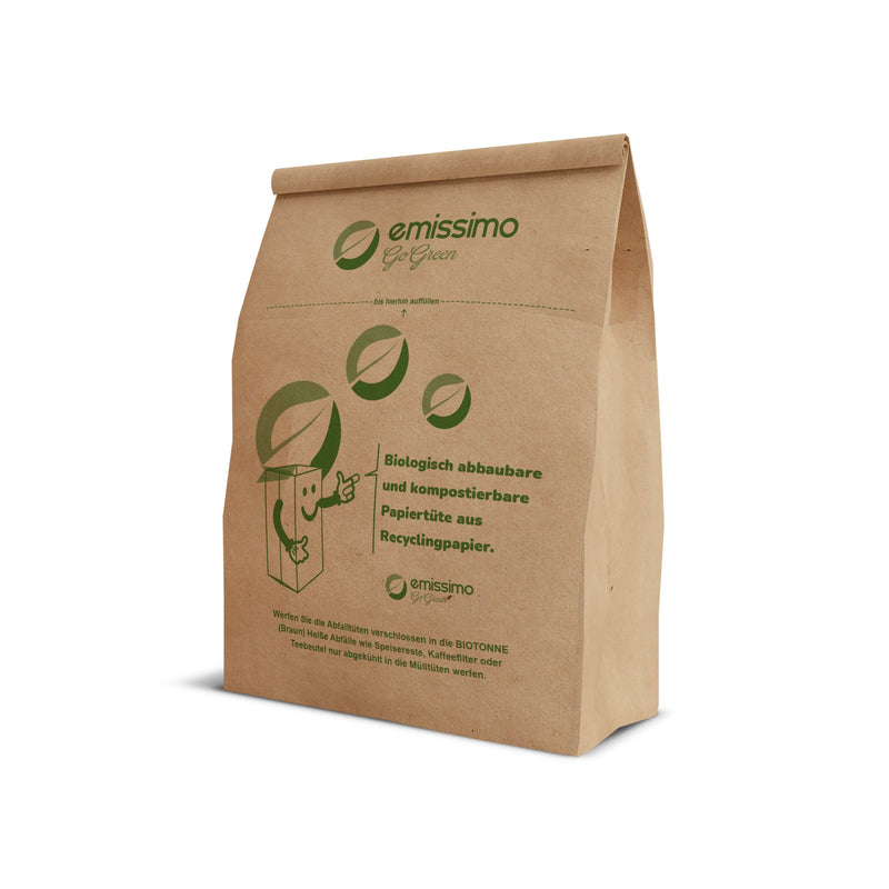 emissimo GoGreen Bioabfallbeutel aus Recyclingpapier, 9 Liter kompostierbare (50 Stück)