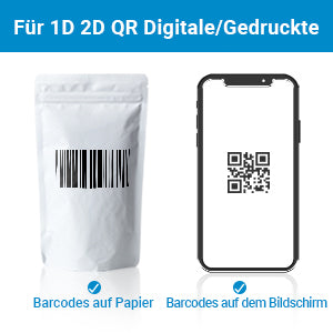 Tera Barcode Scanner 2.4 GHz/Bluetooth/USB  2000mAh Akku /Kabel/Ständer, HW0002 Weiß und Blau