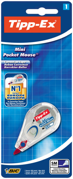 Korrekturroller Tipp-Ex® Mini Pocket Mouse®, 6mx5mm, weiß, Blister à 1 Stück