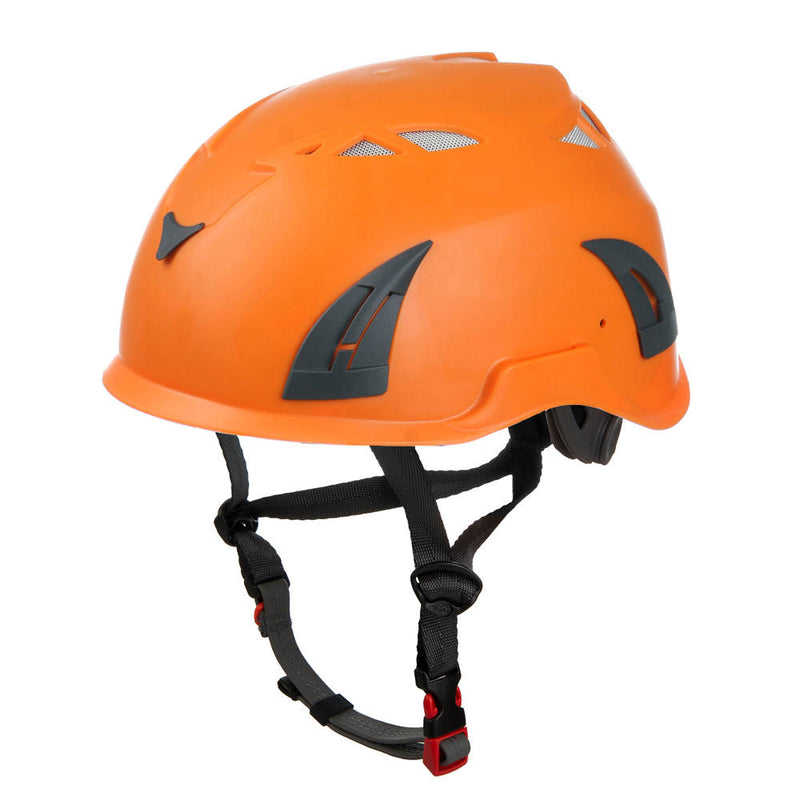 Casco de seguridad industrial con barboquejo y orificios de ventilación EN397, EN12492 53-61cm naranja