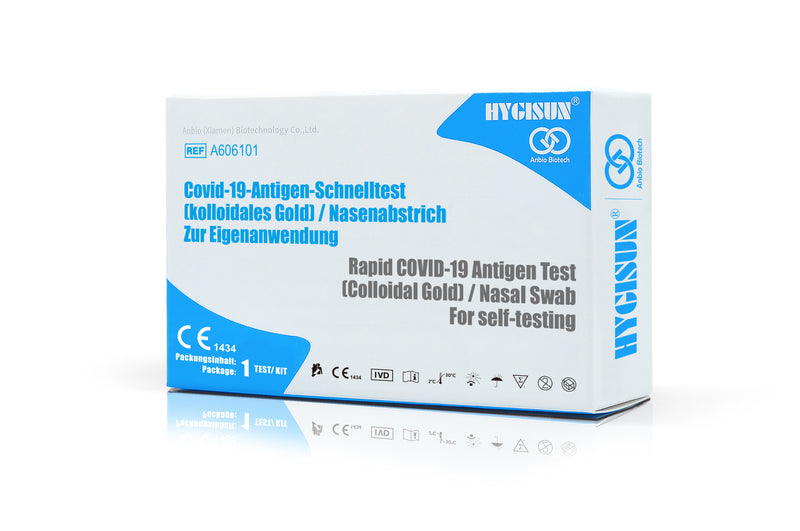 Hygisun Anbio Xiamen Antigen Selbsttest Nasenabstrich für die Eigenanwendung CE1434 5er Bundel