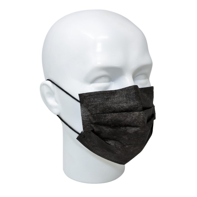 emissimo OP-Maske Mundschutz, Typ IIR Maske 3-lagig medizinischer Mundschutz EN 14683 schwarz  - 50 Stück