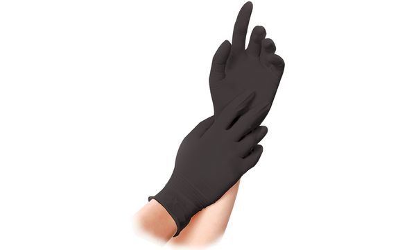 franz mensch guantes de nitrilo "DARK" HYGOSTAR, M, negro (6495012)