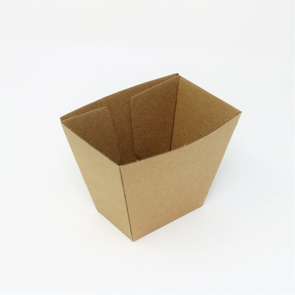 Take-away-Behälter aus Wellpappe, braun, Pommes-Box 70x45 mm h 90 mm - 400 Stück