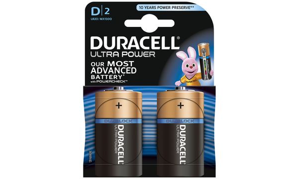 Pila alcalina DURACELL "ULTRA POWER" Mono D, blister de 2 (3040192)