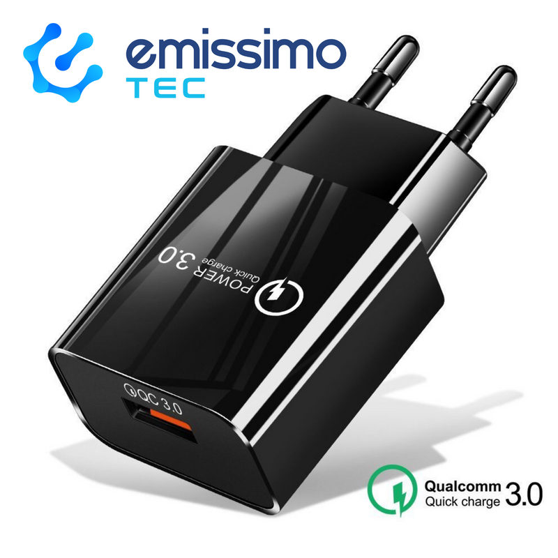 emissimo USB Schnellladegerät Ladegerät mit intelligenter Ladesteuerung bis 18 Watt
