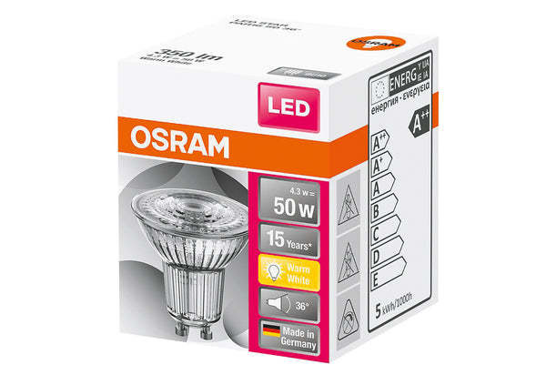 OSRAM 4058075112568 LED EEC A+ (A++ - E) GU10 reflector 5W = 50W blanco cálido (Ø x L) 50mm x 52mm