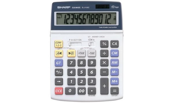 Calculadora de escritorio SHARP EL-2125 C, funcionamiento solar/batería (5215427)