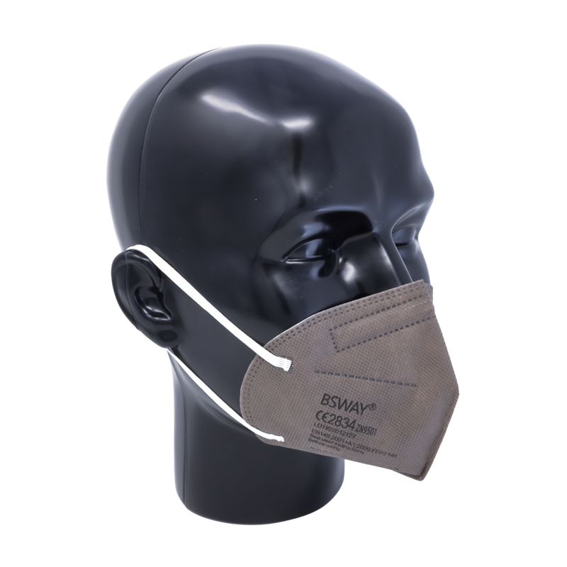 máscara de respiración emissimo BSWAY gris, clase FFP2 sin válvula, máscara plegable EN 149, empaque individual