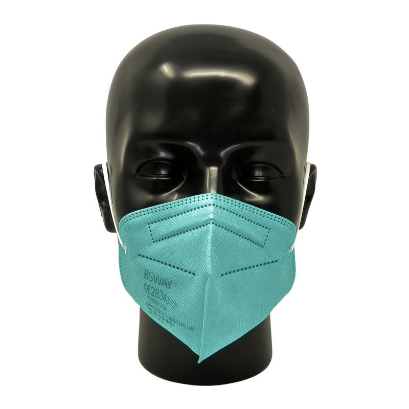 máscara de respiración emissimo BSWAY turquesa clase FFP2 sin válvula EN 149 máscara plegable, empaquetada individualmente