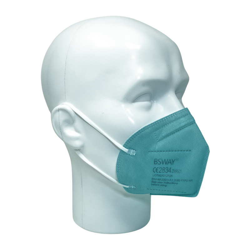 emissimo Atemschutzmaske BSWAY Türkis Klasse FFP2 ohne Ventil EN 149 Faltmaske, einzeln verpackt