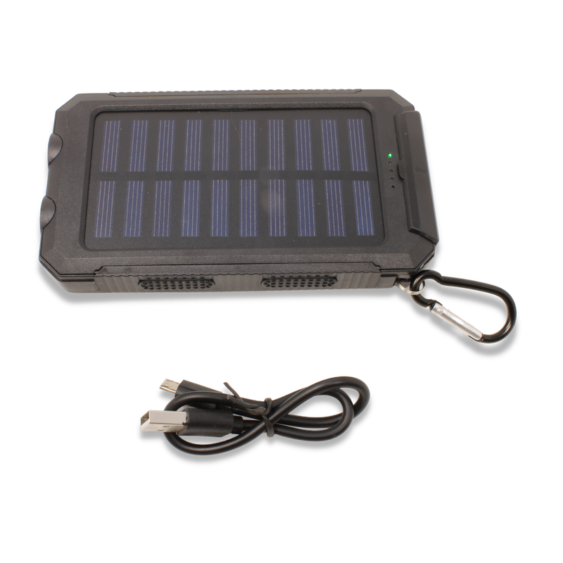 Powerbank 20.000mah - iPhone & Android - Taschenlampe, 2 USB-Anschlüsse, wasserfest, Fallschutz, Kompass, Solar-Ladegerät