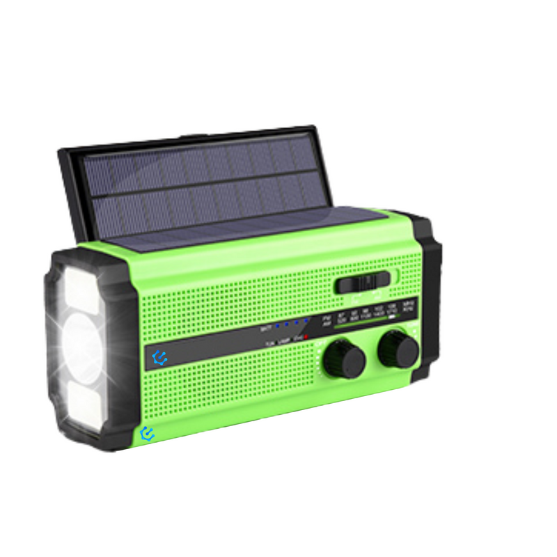 Emissimo Tec radio solar -ONE- radio de emergencia radio de manivela de batería con puerto de carga USB y banco de energía