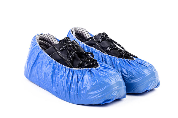 Cubrezapatos categoría I, cubrezapatos desechables cubrezapatos impermeable azul CPE 36 x 15 cm - 100 piezas