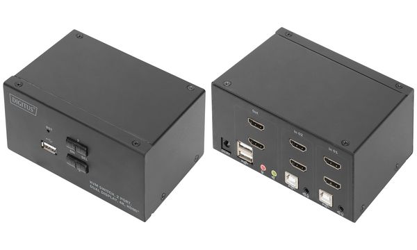 DIGITUS KVM Switch, 2-Port, Dual-Display, 4K, HDMI (11007600)