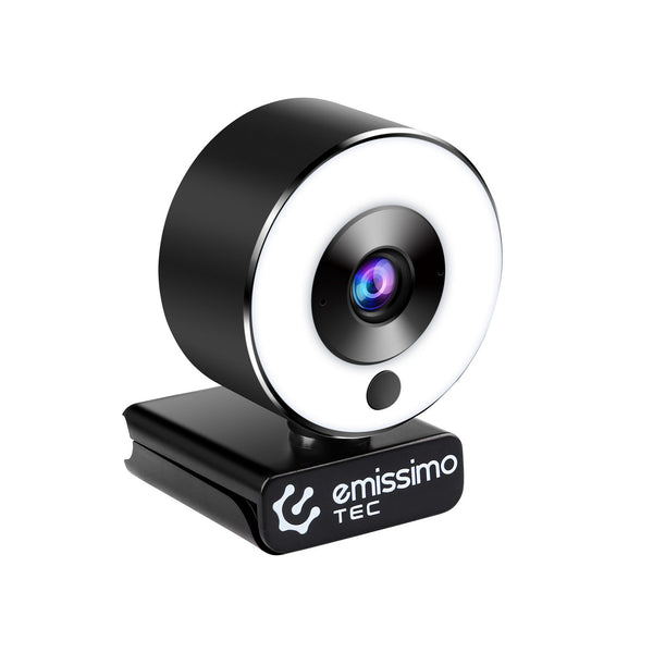 emissimo LightMe Full HD-Webcam Lichtring und Mikrofon eingebaut, 3in1 Advanced Autofokus 1080P