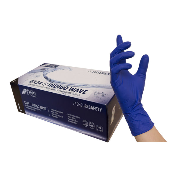 NITRAS INDIGO WAVE, guantes desechables de nitrilo, azul oscuro XL 100 uds.