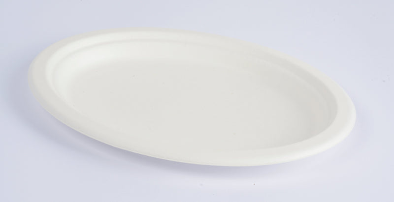 Teller, oval, mittel, Zuckerrohrzellstoff/Bagasse, 260  x 190 mm 50 Stück
