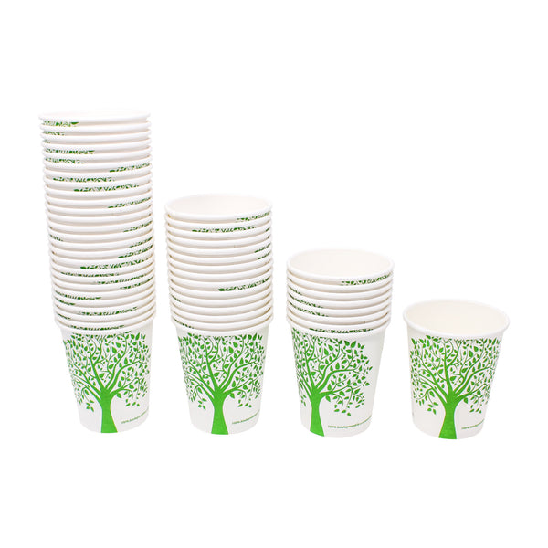 50 x vasos desechables orgánicos "GreenTree" 0,237 L - vasos de café ecológicos recubiertos con PLA de cartón