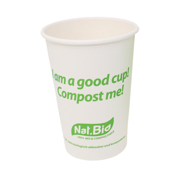 50 x vasos desechables orgánicos "GreenTree" 0,297 L - vasos de café ecológicos recubiertos con PLA de cartón