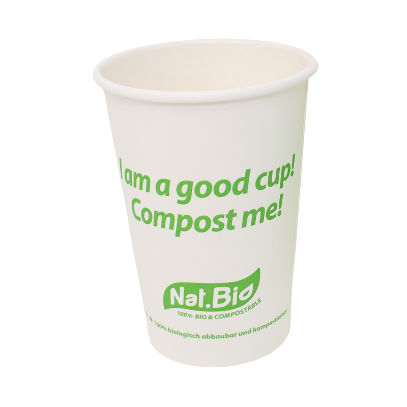 50 x Bio Einwegbecher "GreenTree" 0,297 L - Pappe PLA-beschichtet umweltfreundlich Kaffeebecher
