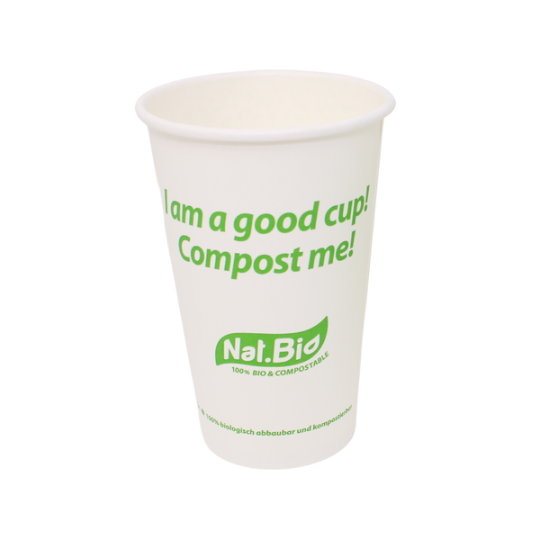 50 x vasos desechables orgánicos "GreenTree" 0,355 L - vasos de café ecológicos recubiertos con PLA de cartón