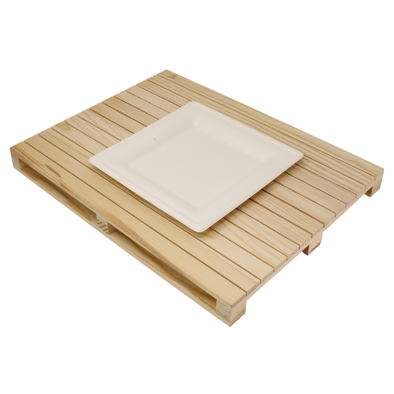 Plato cuadrado, compostable - Dimensiones: 20 x 20 cm 50 piezas