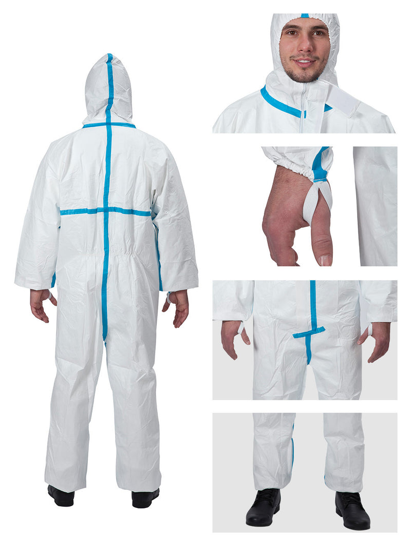 Mono Protec Plus ropa de protección química traje de protección EN14126 categoría 3 tipo 4/5/6 blanco L