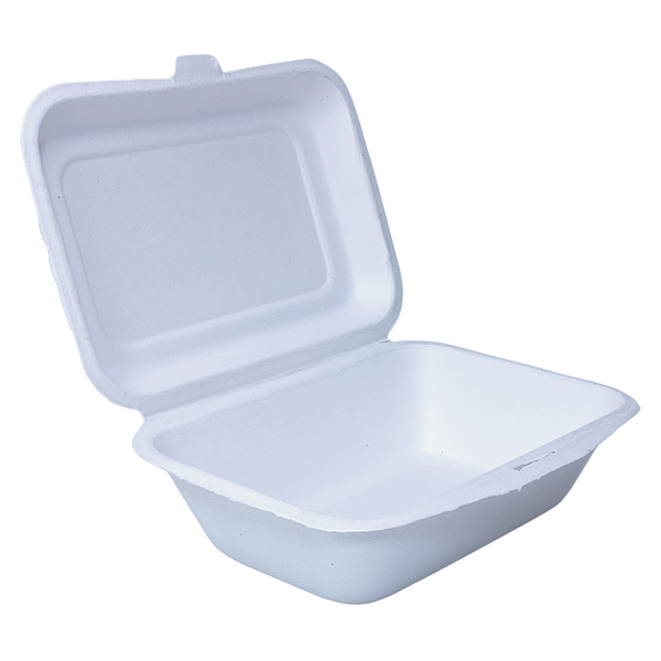 Caja de menú con tapa abatible Apto para microondas compostable - 27x18,5x11,5h cm - 50 piezas