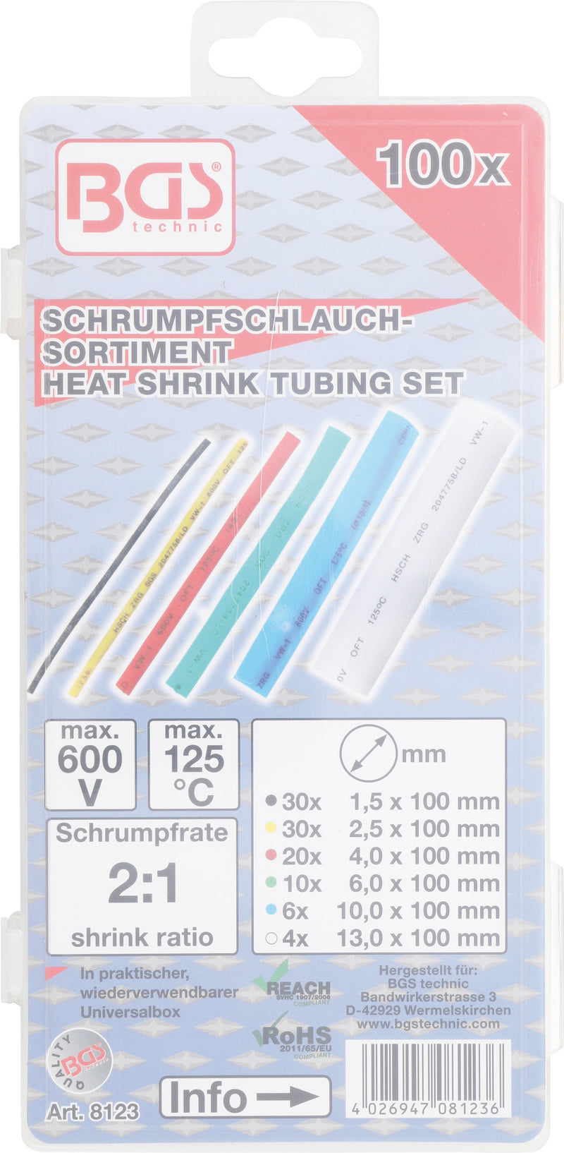 Schrumpfschlauch-Sortiment farbig 100-tlg.
