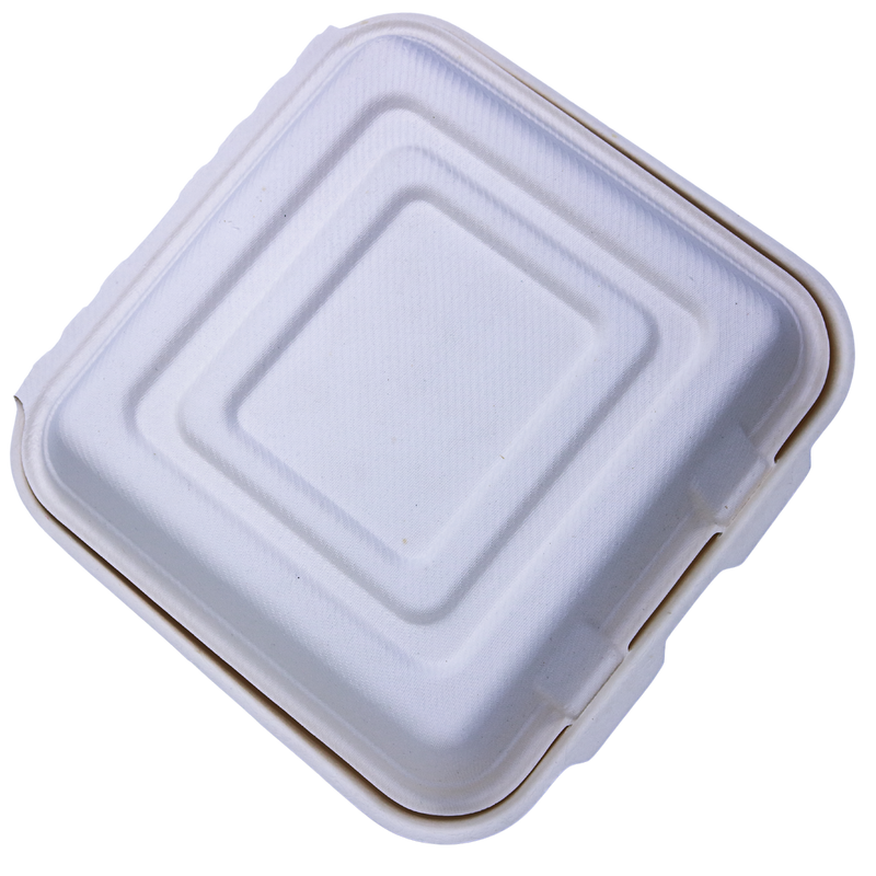 50 x caja de menú con tapa abatible, apta para microondas, compostable - 46x22x3,8 cm