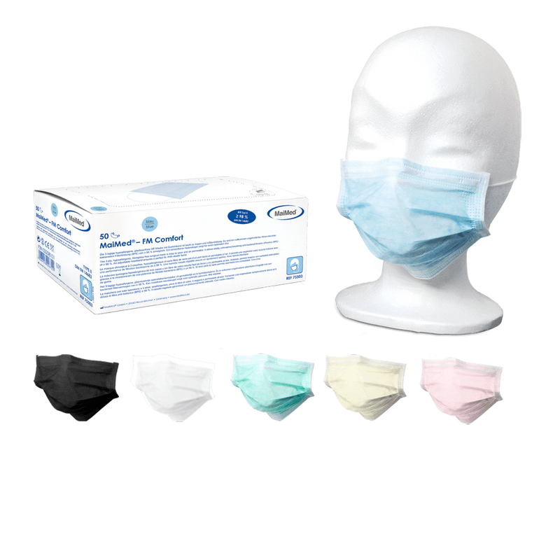 MAIMED- Protector bucal quirúrgico FM Comfort, protector bucal médico de 3 capas EN 14683 (Tipo II) negro