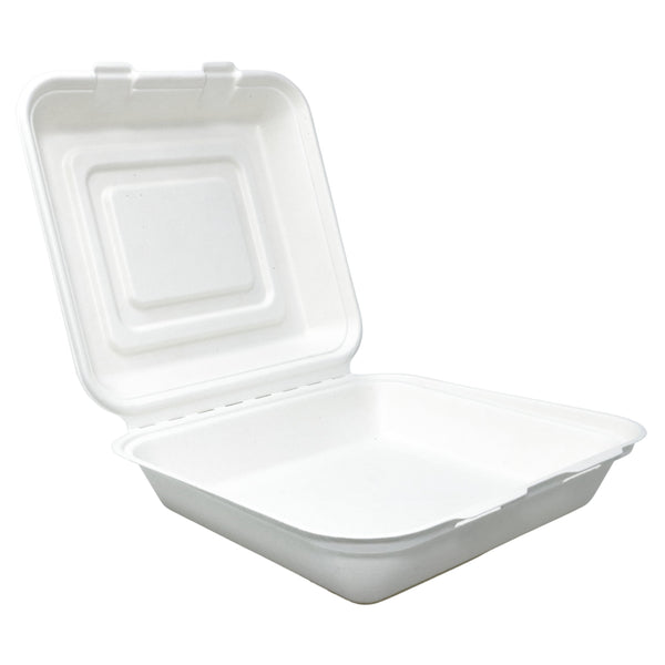 Caja de menú con tapa abatible, apta para microondas, compostable - dimensiones: 48 x 25 x 3,8 cm