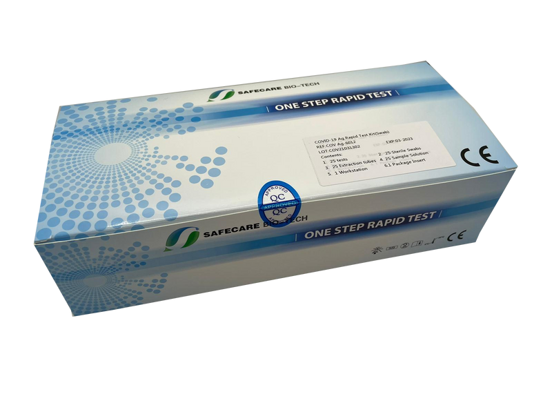 COVID-19 Safecare Rapid Antigen Test Set (25 piezas) prueba profesional de hisopo nasal corto