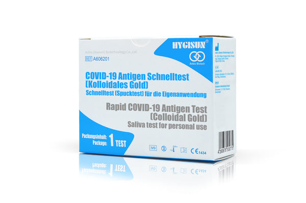 Hygisun COVID-19 antígeno autoprueba escupir prueba para uso propio CE1434 1 paquete