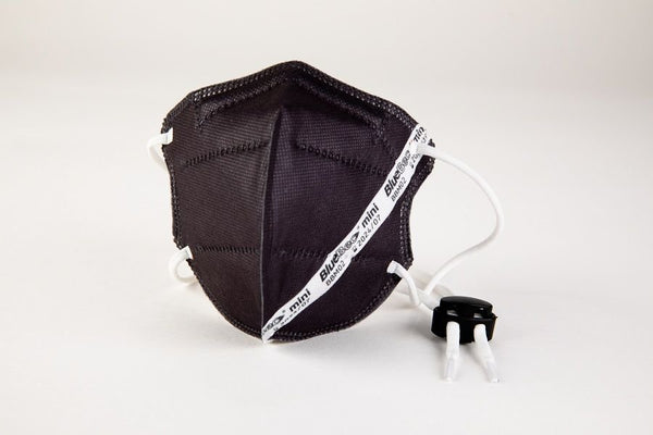 emissimo mini máscara protectora, XS para caras pequeñas y estrechas, Made in Germany caja de 10 negro