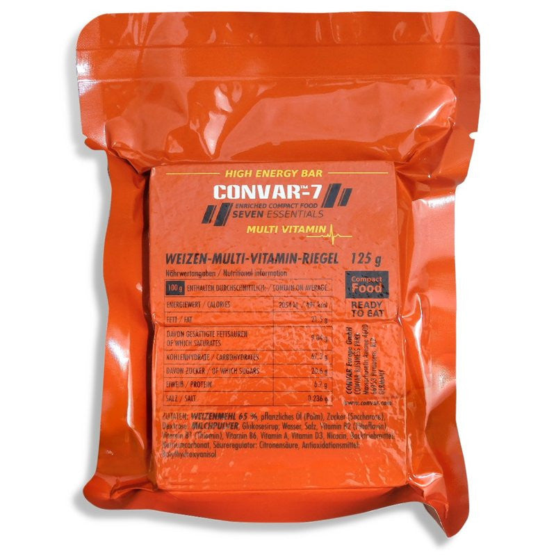 CONVAR-7 High Energy Bar - Multi Vitamin 125g (108 Stück im Pack) 20 Jahre haltbar